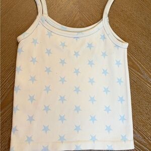 Star Print Tank Top - White and Blue